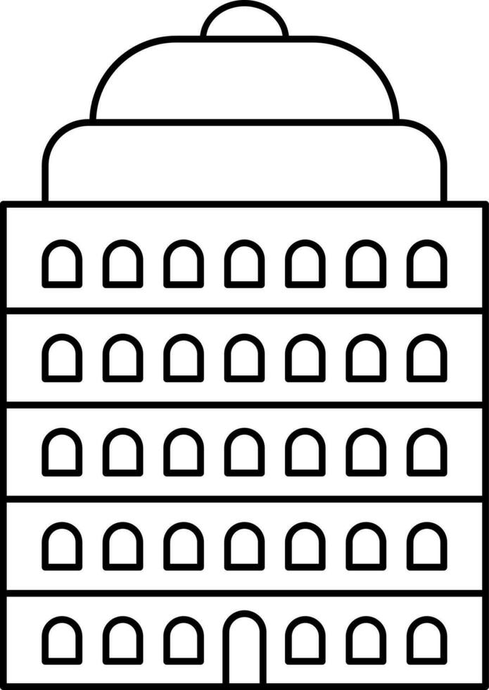 Isolated Building Icon In Black Line Art. vector