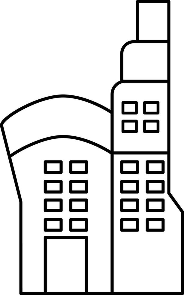 Apartment Building Icon In Thin Line Art. vector