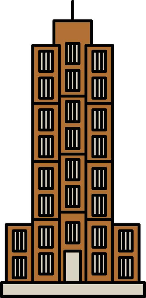horizonte edificio icono en marrón color. vector