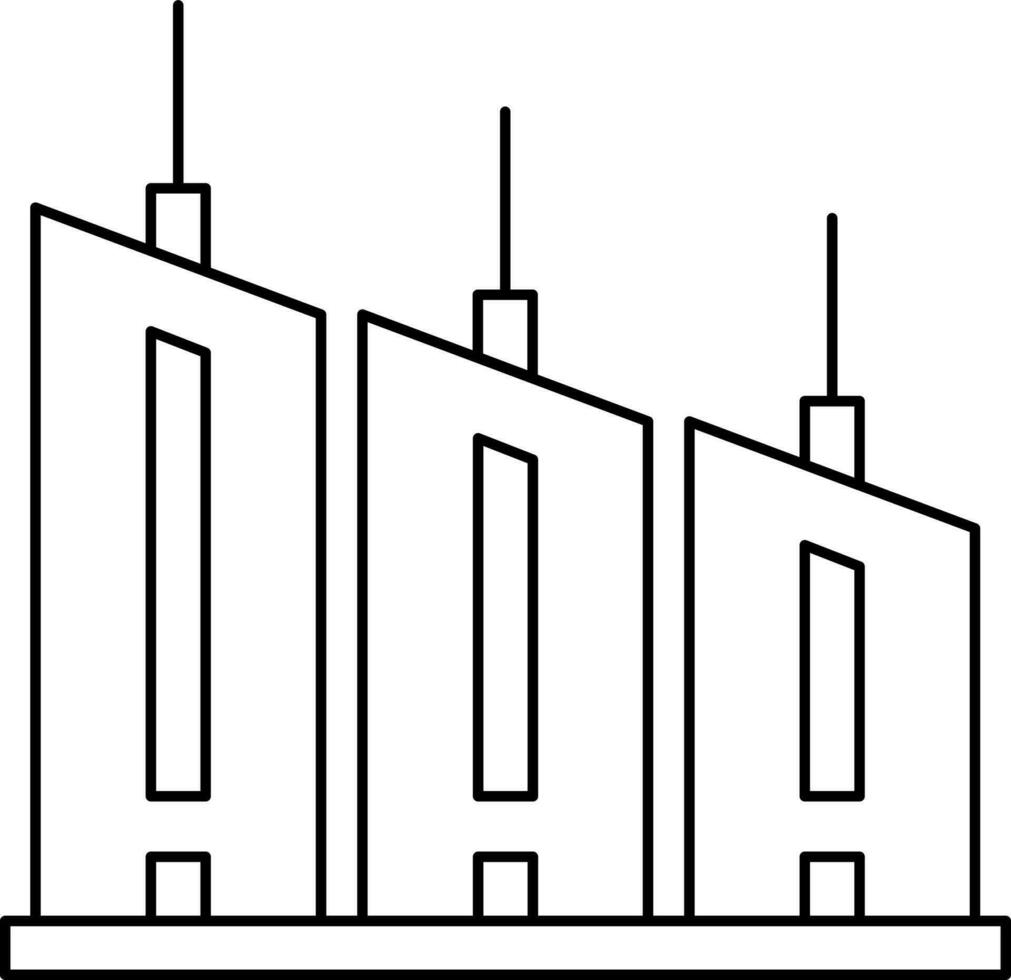 Flat Style Building Icon In Black Outline. vector