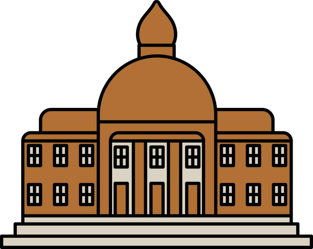 University Building Icon In Brown Color. vector