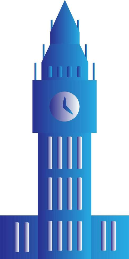 reloj torre icono en azul y gris color. vector