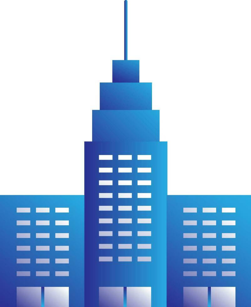 Skyscraper Building Icon In Blue And Gray Color vector