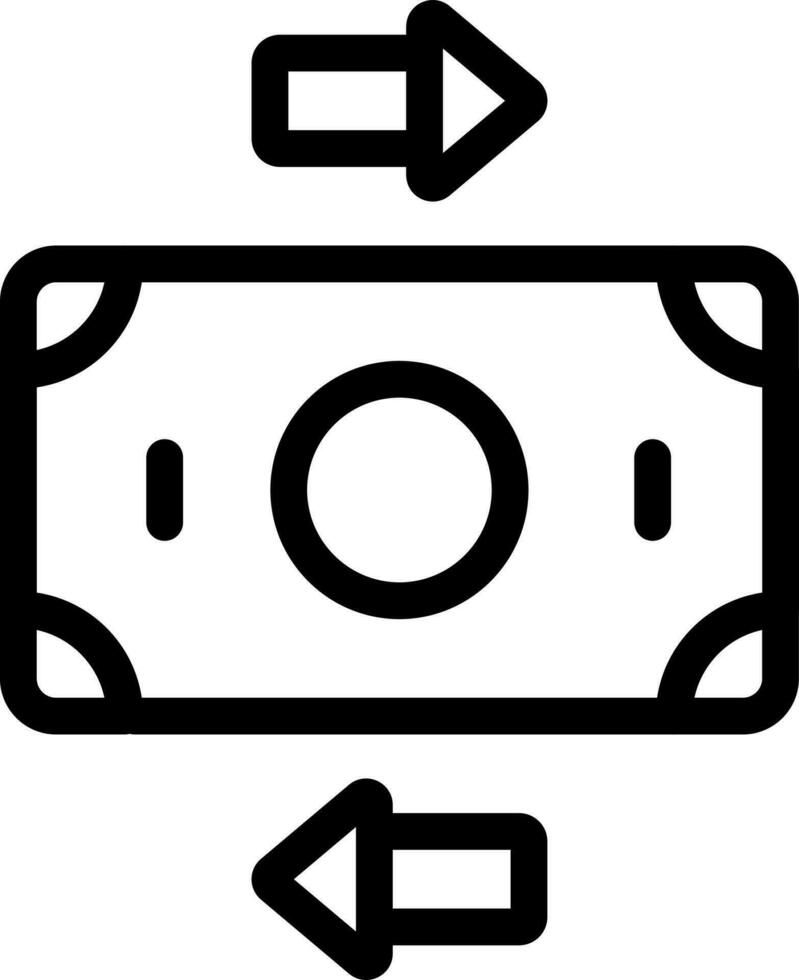 dinero transacción icono en negro línea Arte. vector