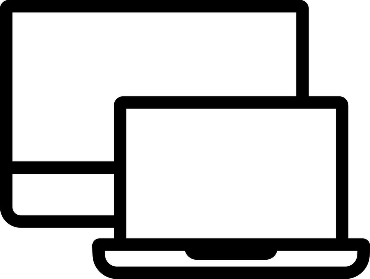 Monitor Icon In Black Outline. vector