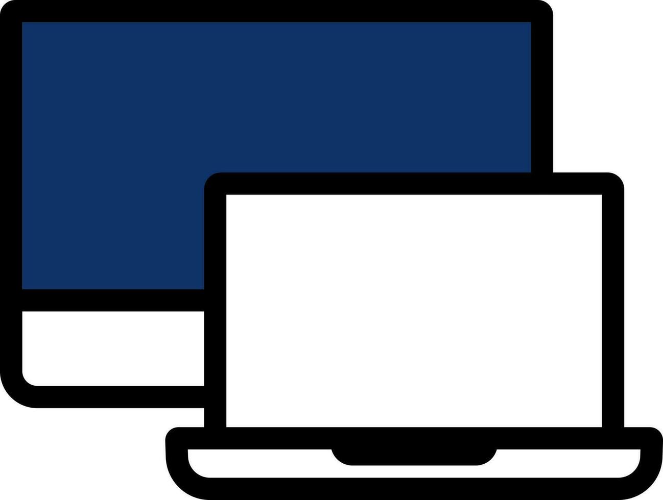 Monitor Icon In Blue And White Color. vector