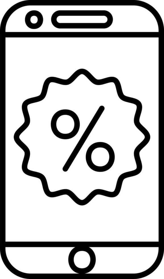 Flat Style Online Discount In Smartphone Icon. vector