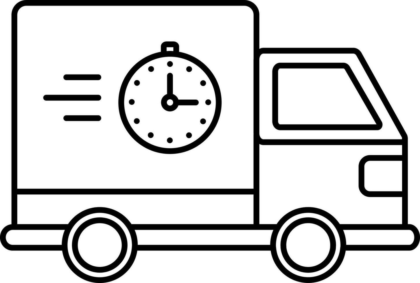 Schedule Delivery Truck Icon In Black Line Art. vector