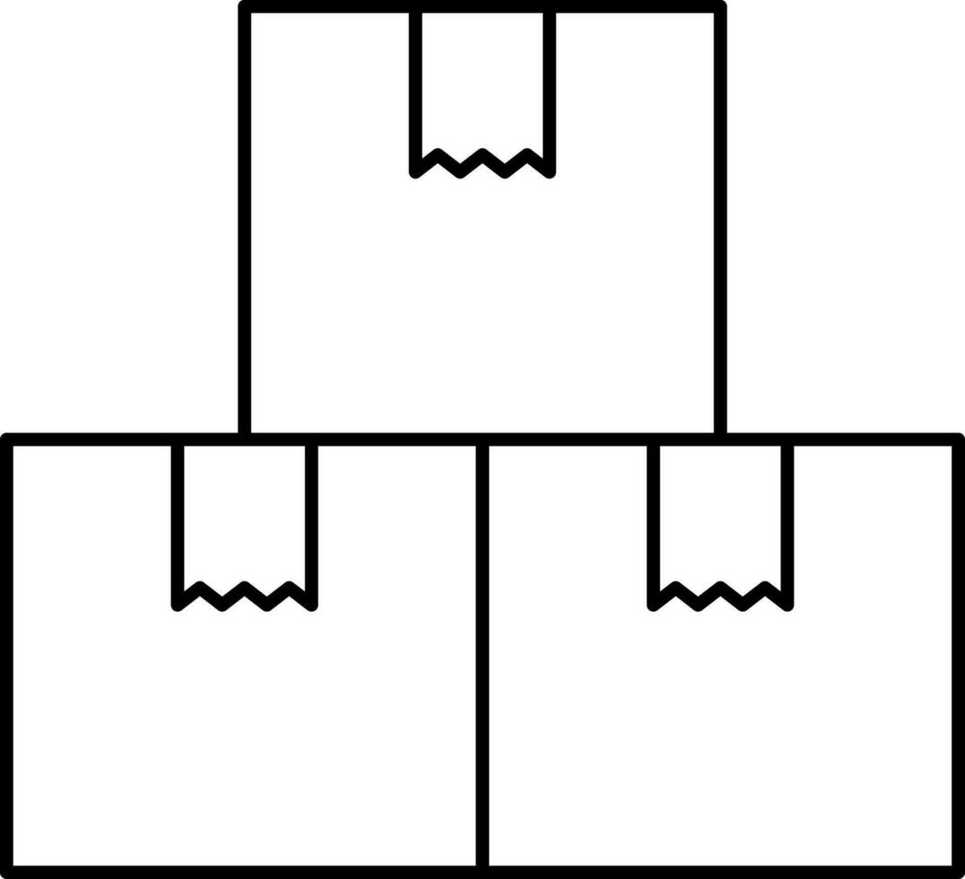 Delivery Boxes Icon In Black Line Art. vector