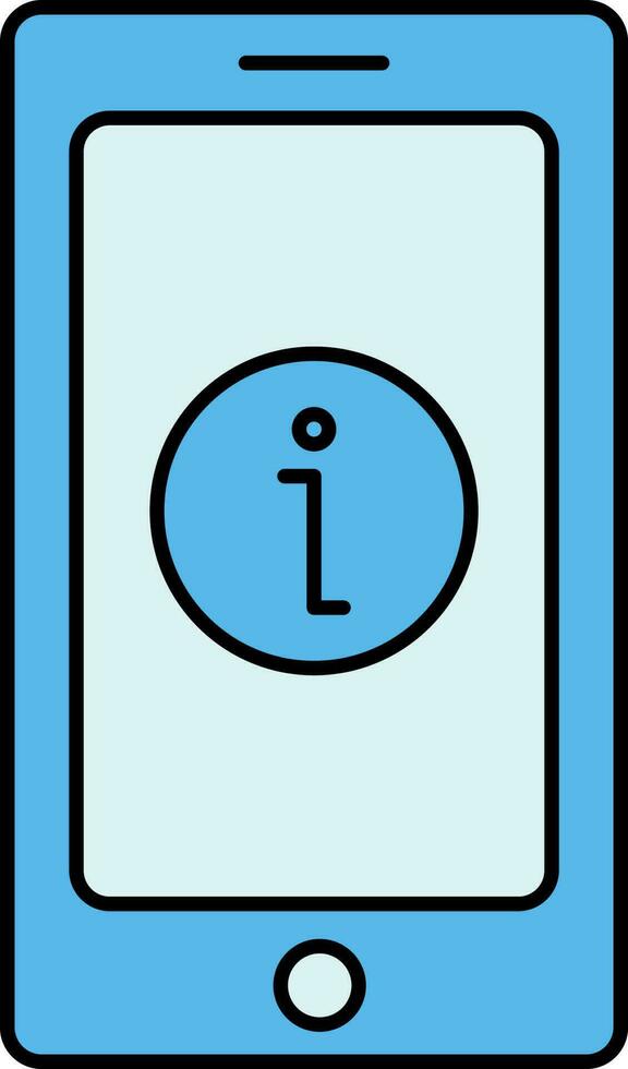 Smartphone With Information Icon In Blue Color. vector