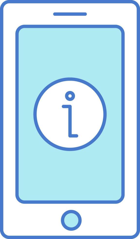 Smartphone With Information Icon In Blue And White Color. vector