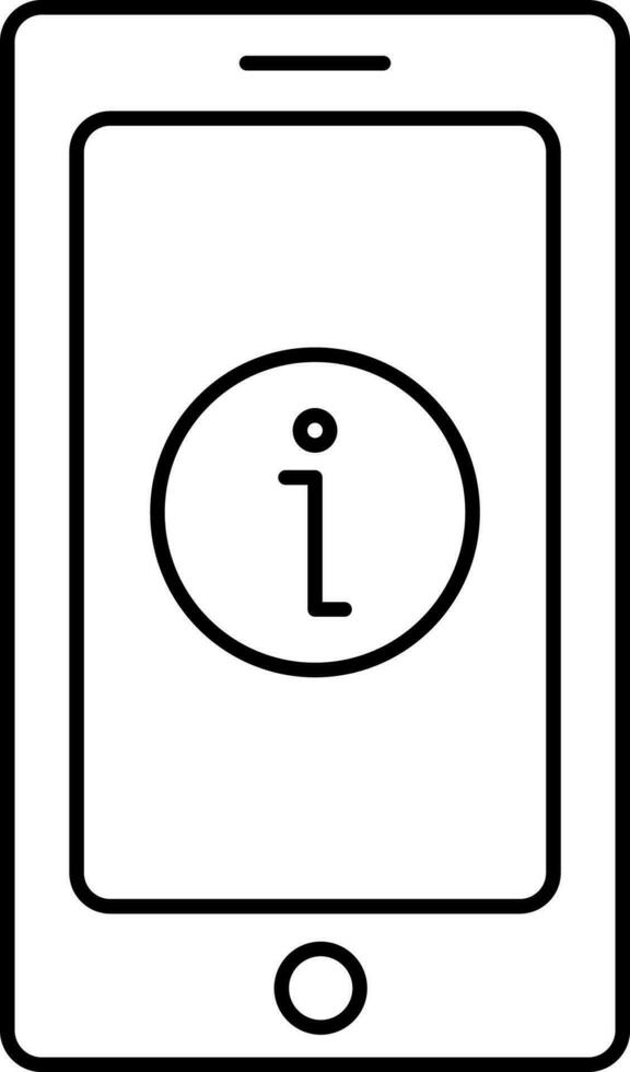 Smartphone With Information Icon In Black Line Art. vector