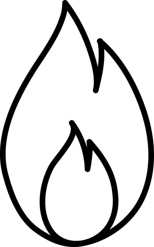 Fire Icon In Black Outline. vector