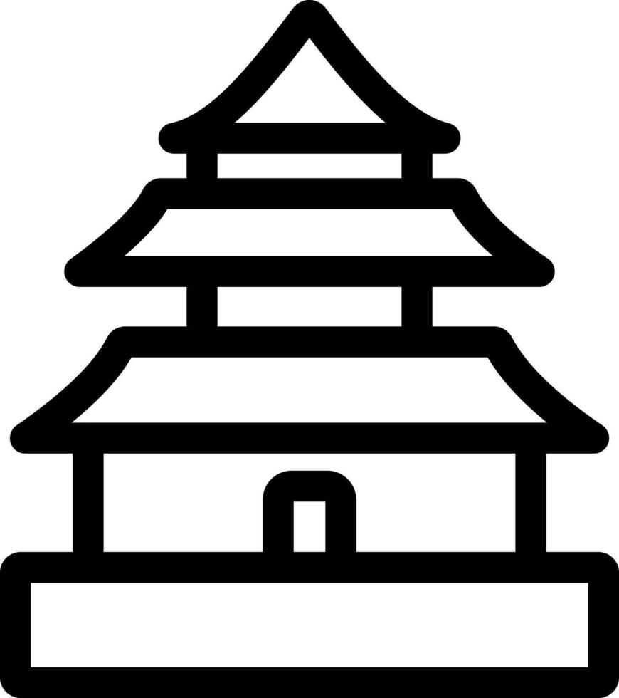 Vector Illustration Of Buddhist Temple Or Pagoda Icon In Stroke Style.