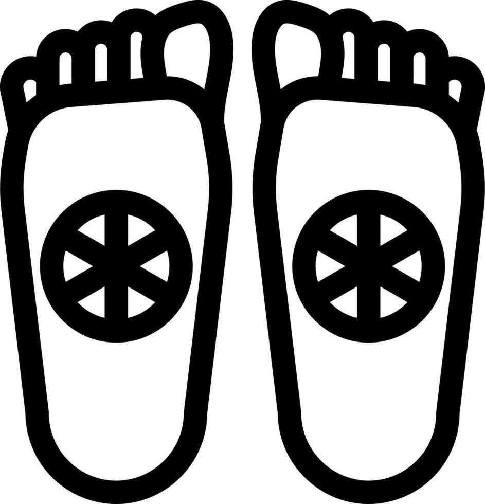 Footprints of Buddha Or Buddhapada Icon In Thin Line Art. vector