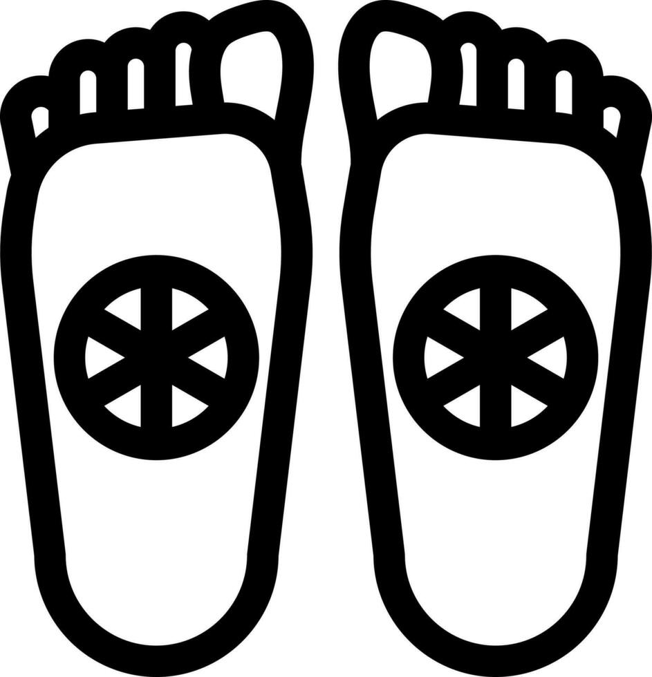 Footprints of Buddha Or Buddhapada Icon In Thin Line Art. vector