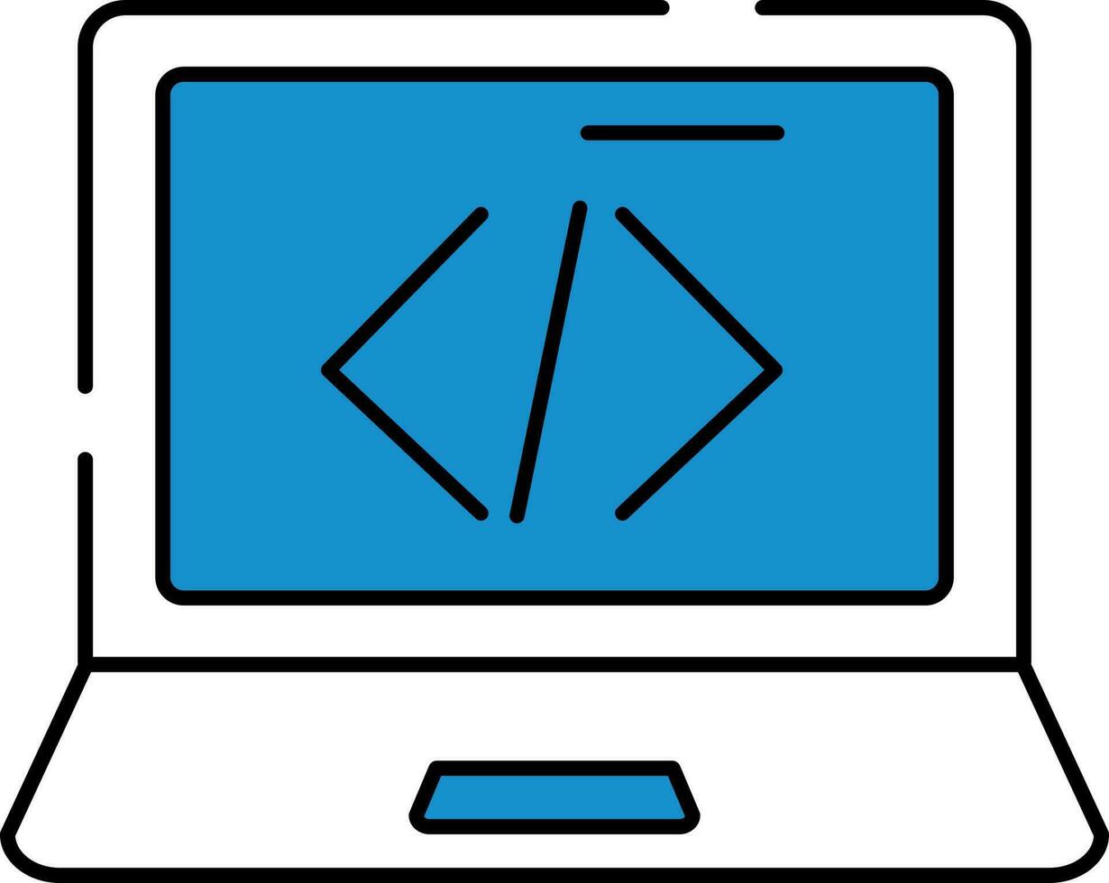 Vector Illustration Of Web Coding In Laptop.