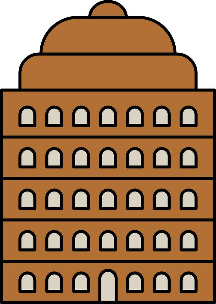 Isolated Building Icon In Brown Color. vector