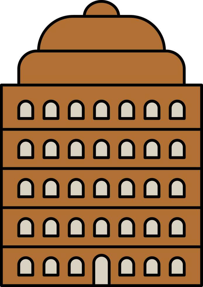 Isolated Building Icon In Brown Color. vector