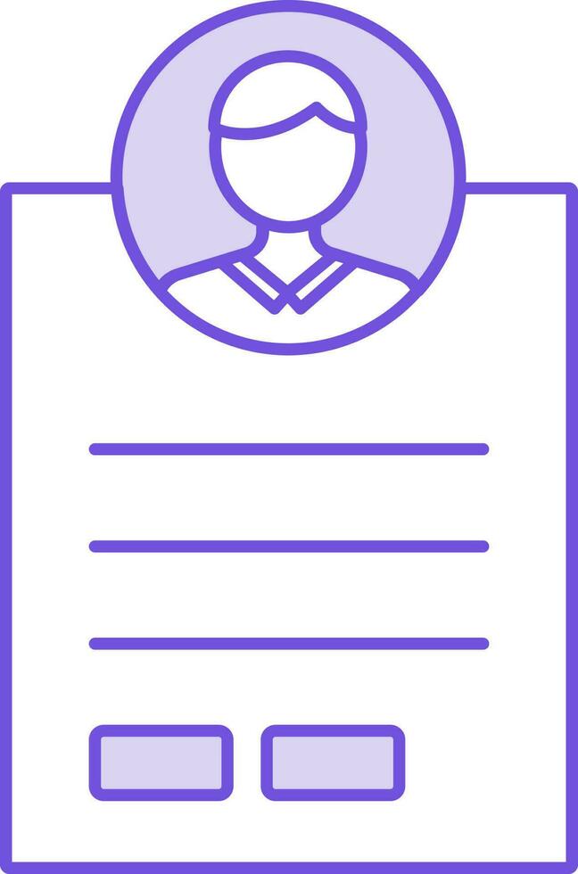 CV Icon In Purple And White Color. vector