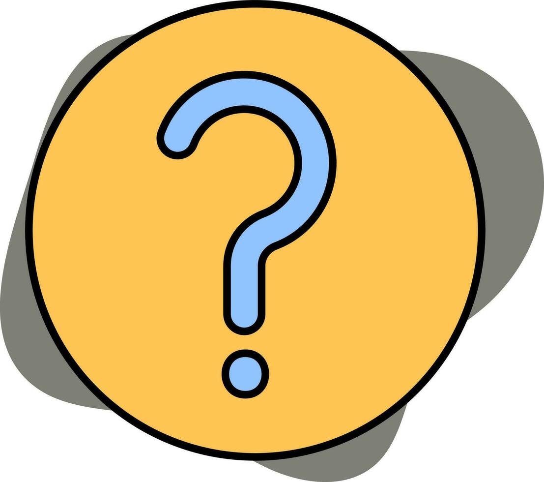 Yellow And Blue Color Question Mark Button Icon On Gray Background