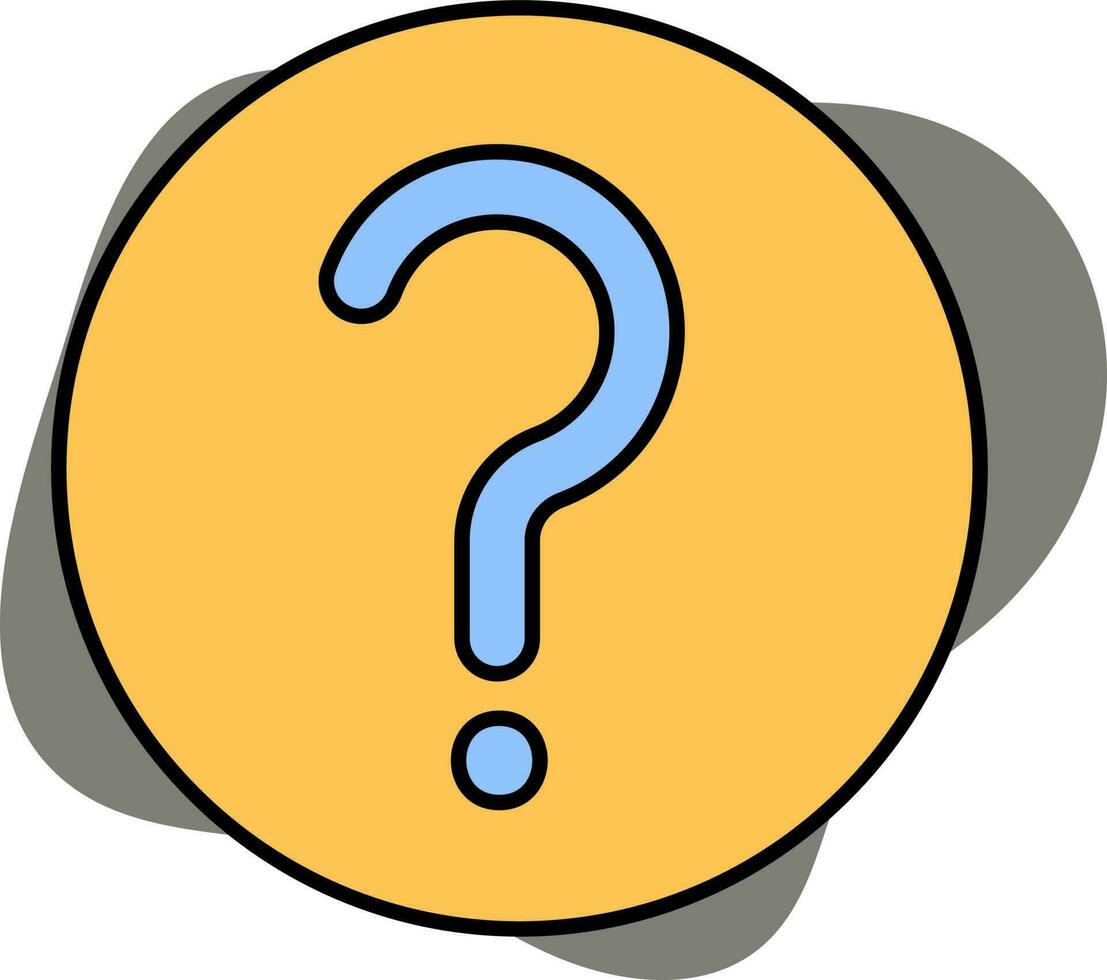 Yellow And Blue Color Question Mark Button Icon On Gray Background. vector