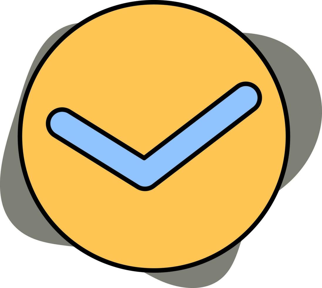 amarillo y azul color cheque botón icono en gris antecedentes. vector