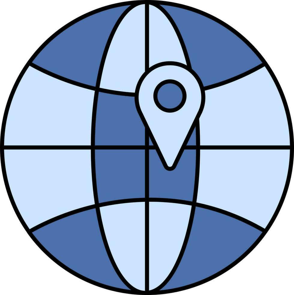 Illustration Of World Location Icon In Blue Color. vector