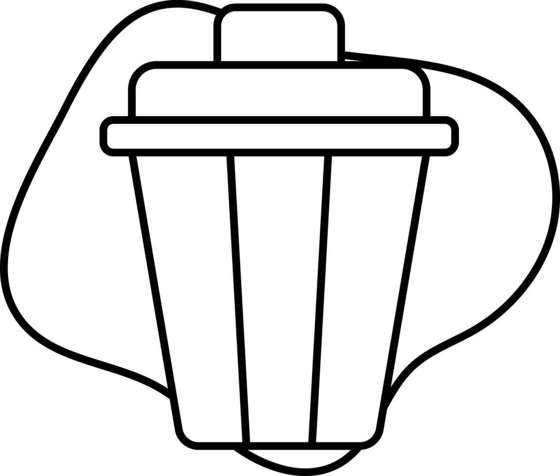 Black Line Art Dustbin Icon On White Background. vector