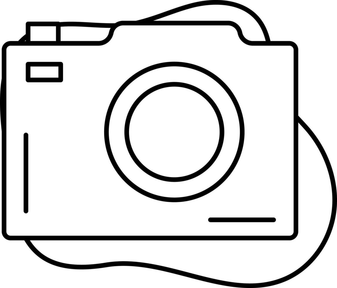 Black Line Art Camera Icon On White Background. vector