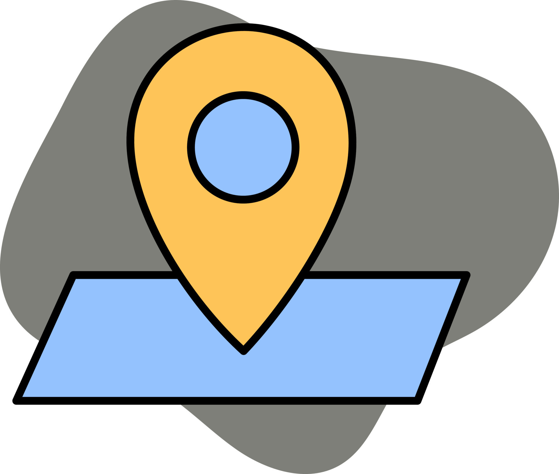 Blue And Yellow Color Map Navigation Icon On Gray Background. 24218496