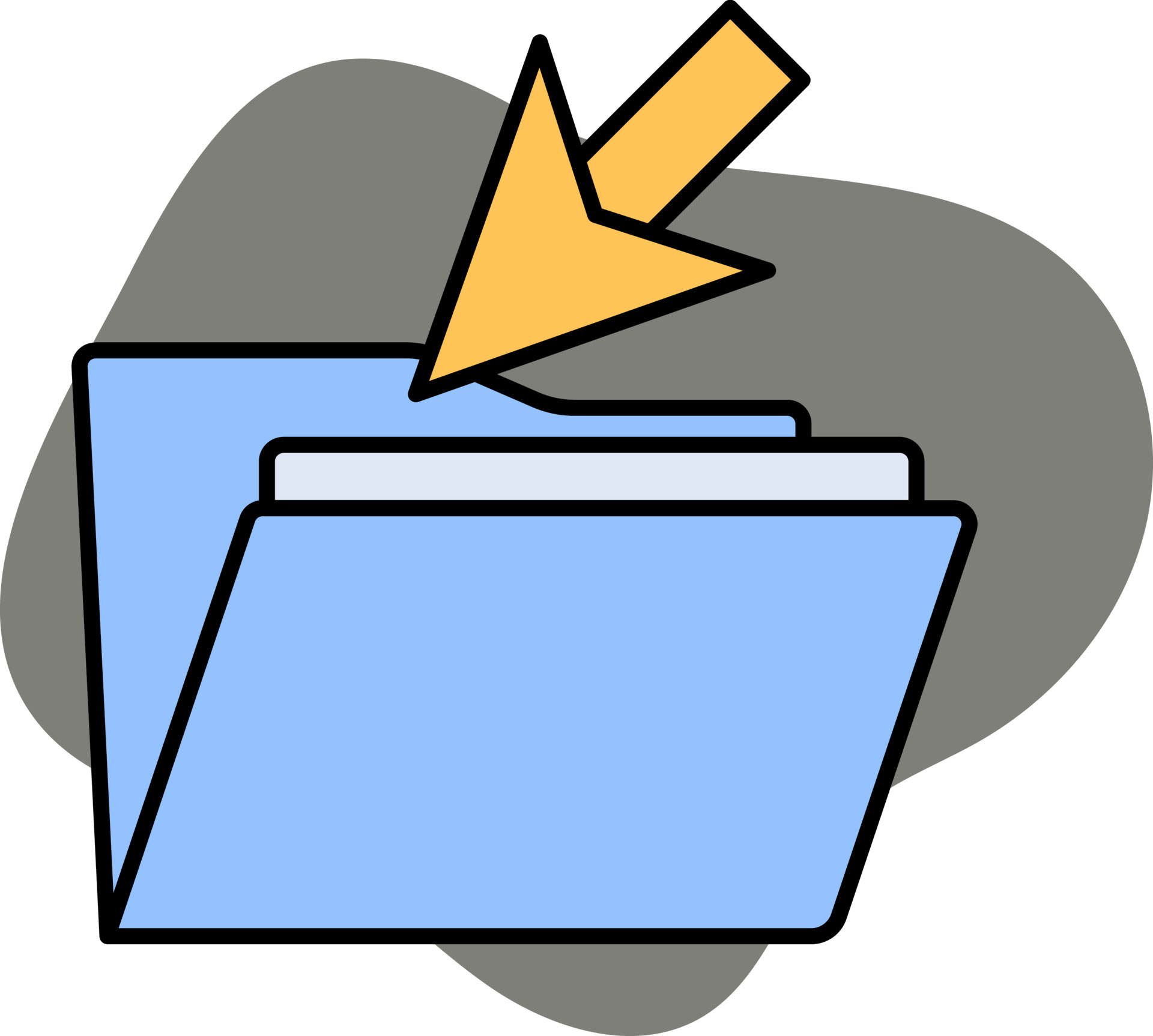 Blue And Yellow Color Add File Folder Icon On Gray Background. 24218503 ...
