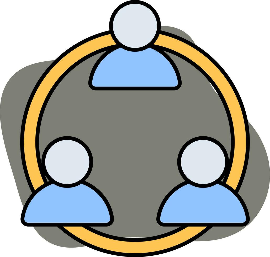 Blue And Yellow Color User Cycle Or Connection Icon On Gray Background. vector