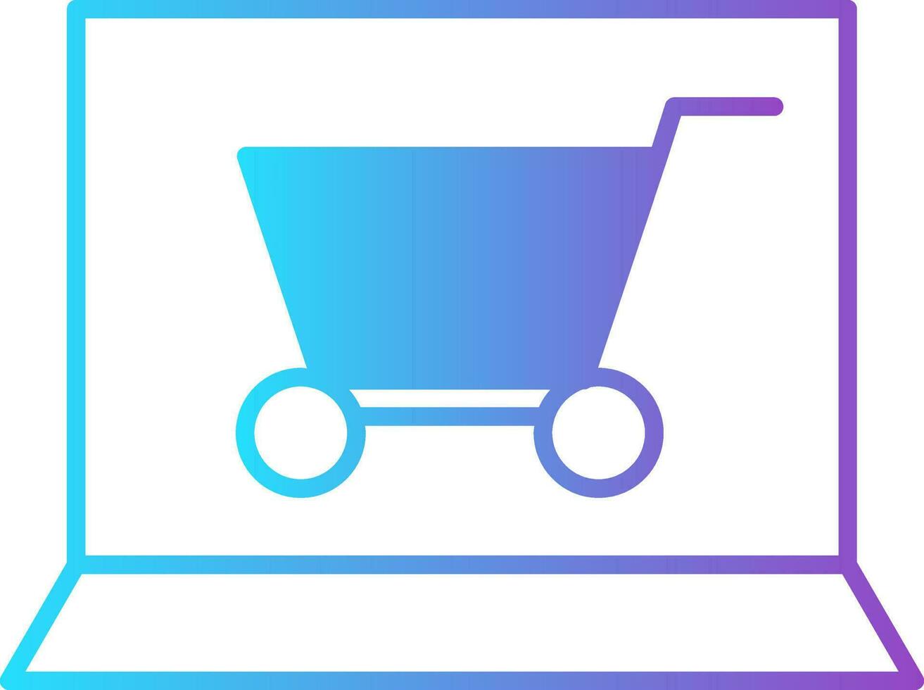 Gradient Online Shopping App In Laptop Icon. vector