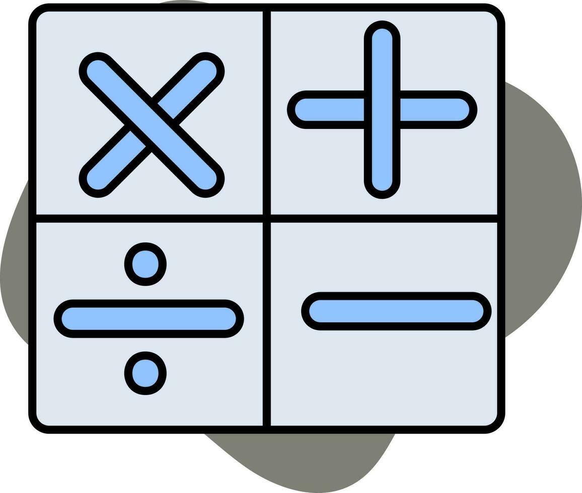 Blue Color Calculator Symbol Icon On Gray Background. vector