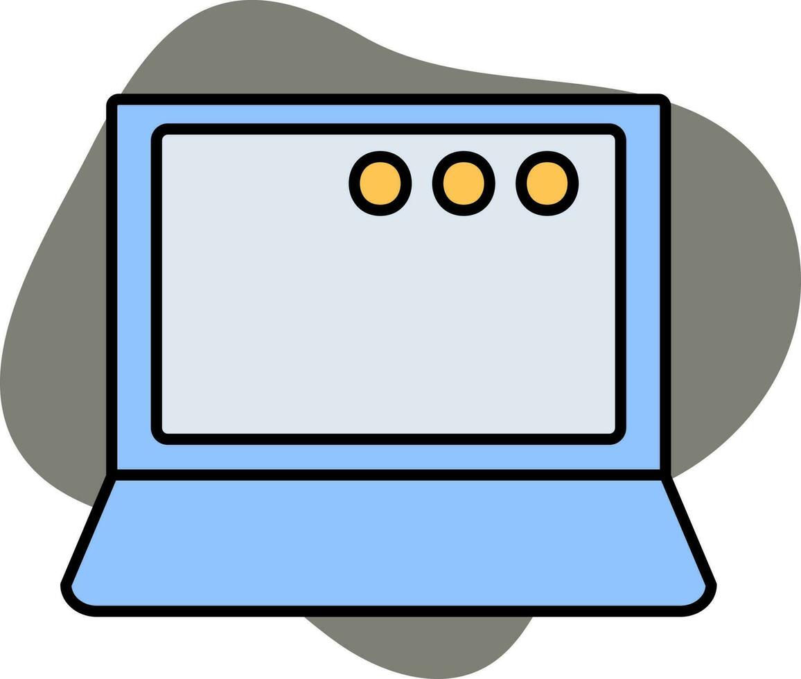 azul y amarillo color ordenador portátil icono en gris antecedentes. vector
