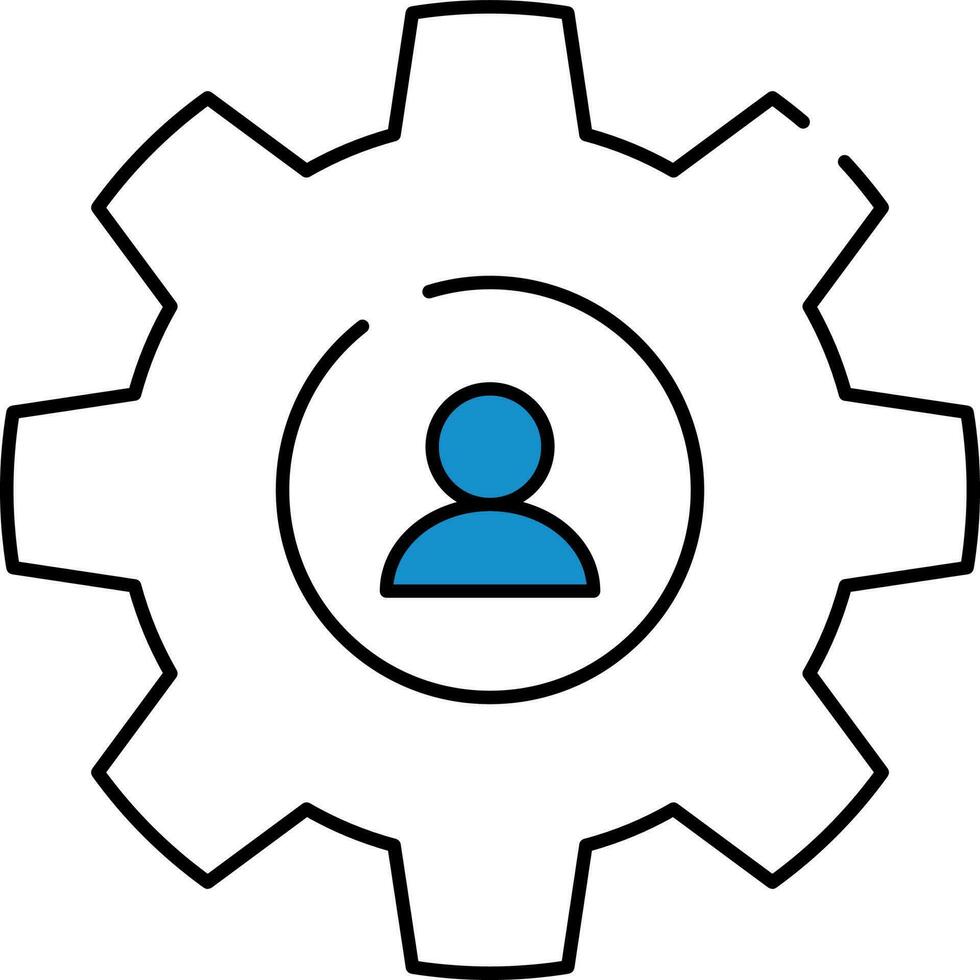 User Setting Icon In Blue And White Color. vector