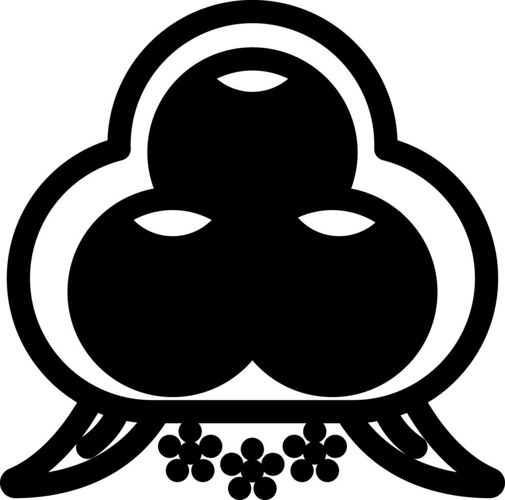 Vector Illustration Of Buddhist Three Jewels Icon In Black And White Color.
