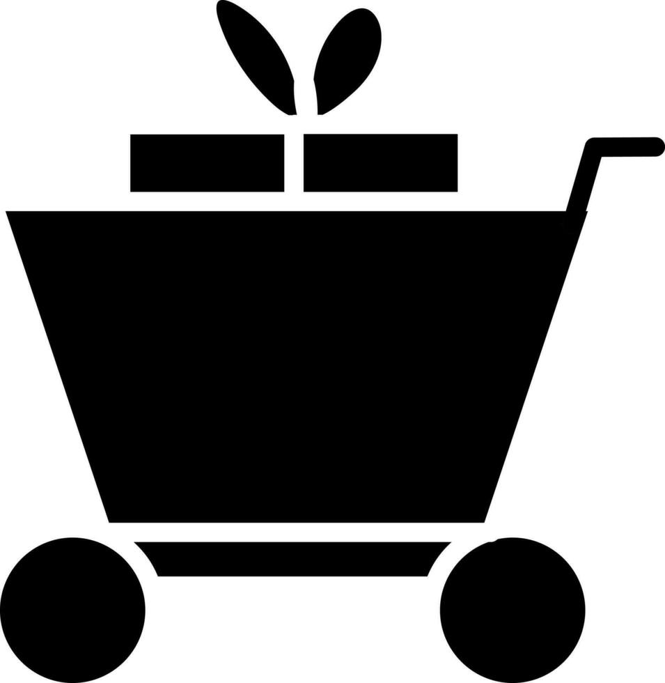 Shopping Cart With Gift Box Icon vector