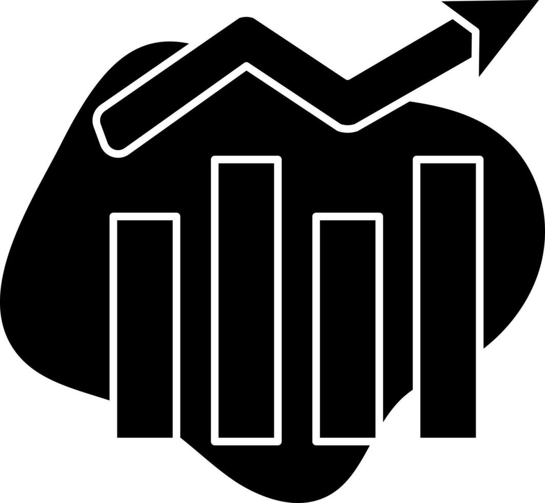 Glyph Style Growth Bar Graph Icon On Black Background. vector