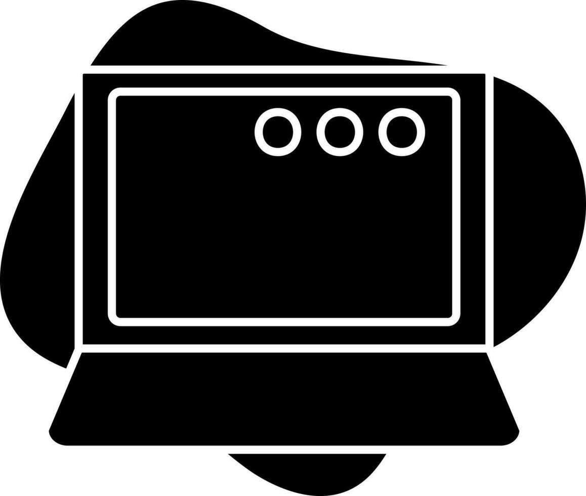 plano estilo ordenador portátil icono en negro antecedentes. vector