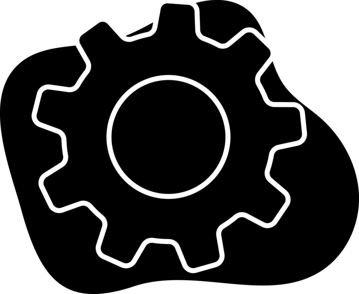 Flat Style Cogwheel Icon On Black Background. vector