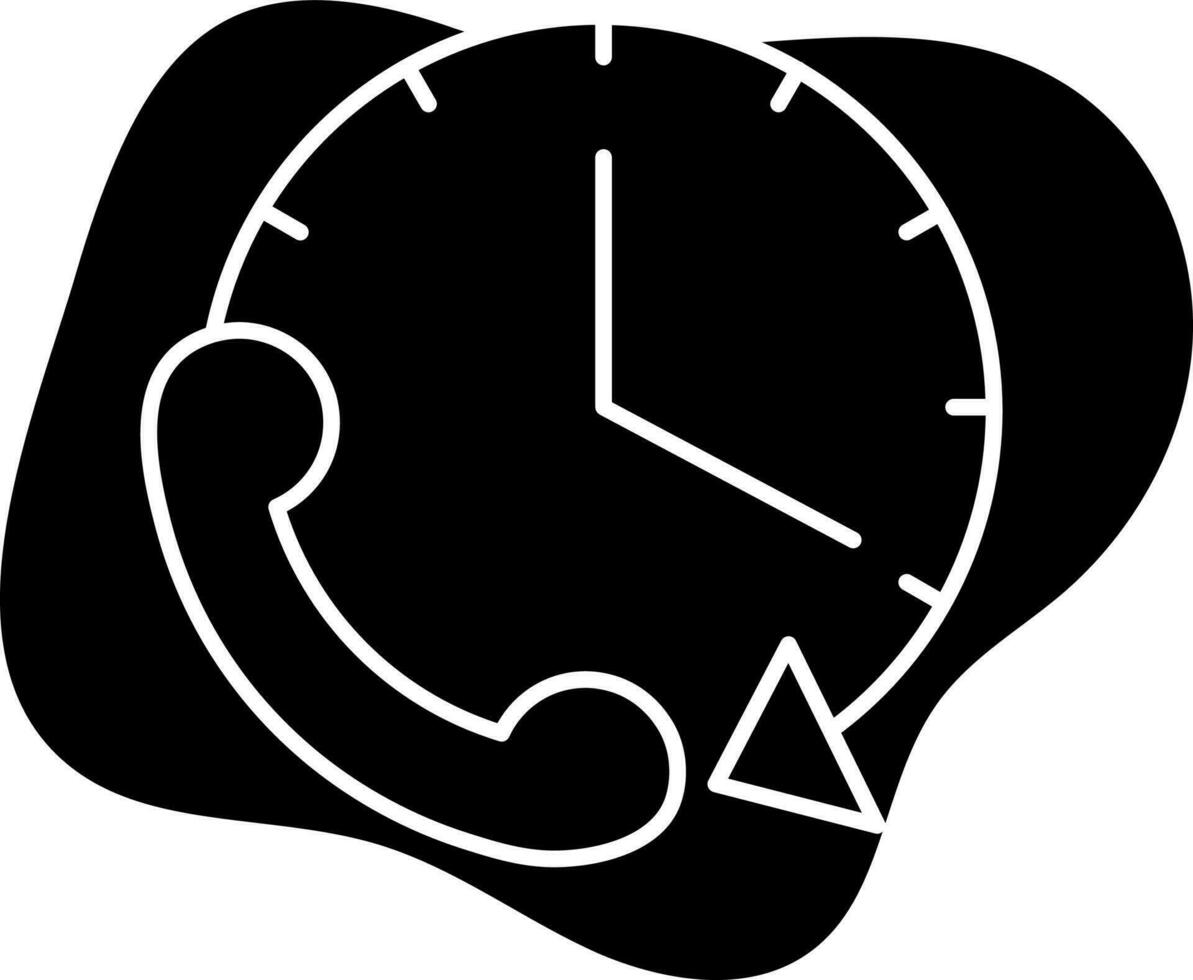 plano estilo teléfono 24 horas icono en negro antecedentes. vector