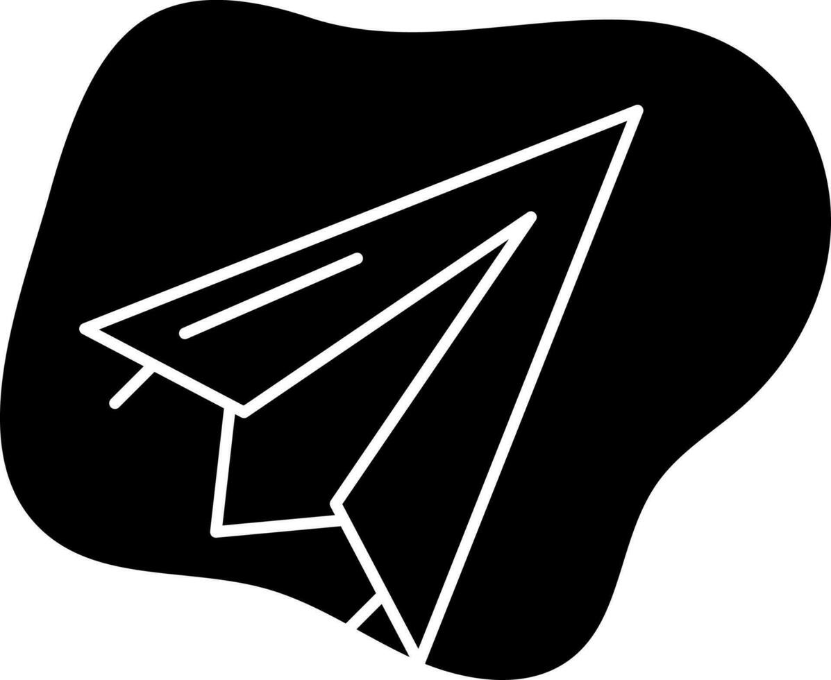 glifo estilo papel avión icono en negro antecedentes. vector