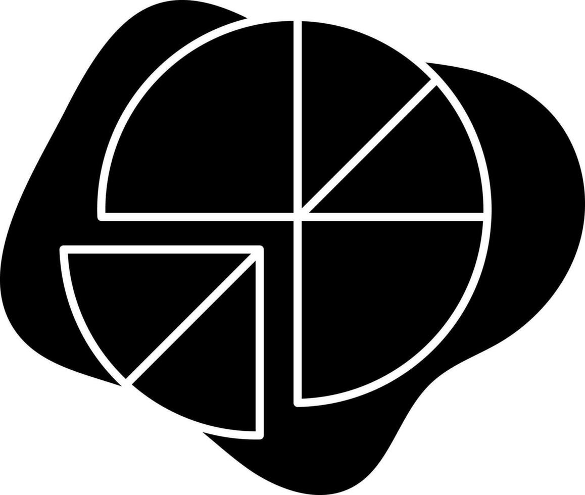 plano estilo tarta gráfico icono en negro antecedentes. vector