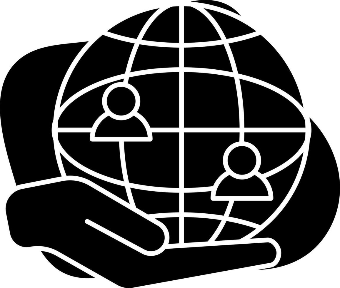 Flat Style Global Community Support Icon On Black Background. vector