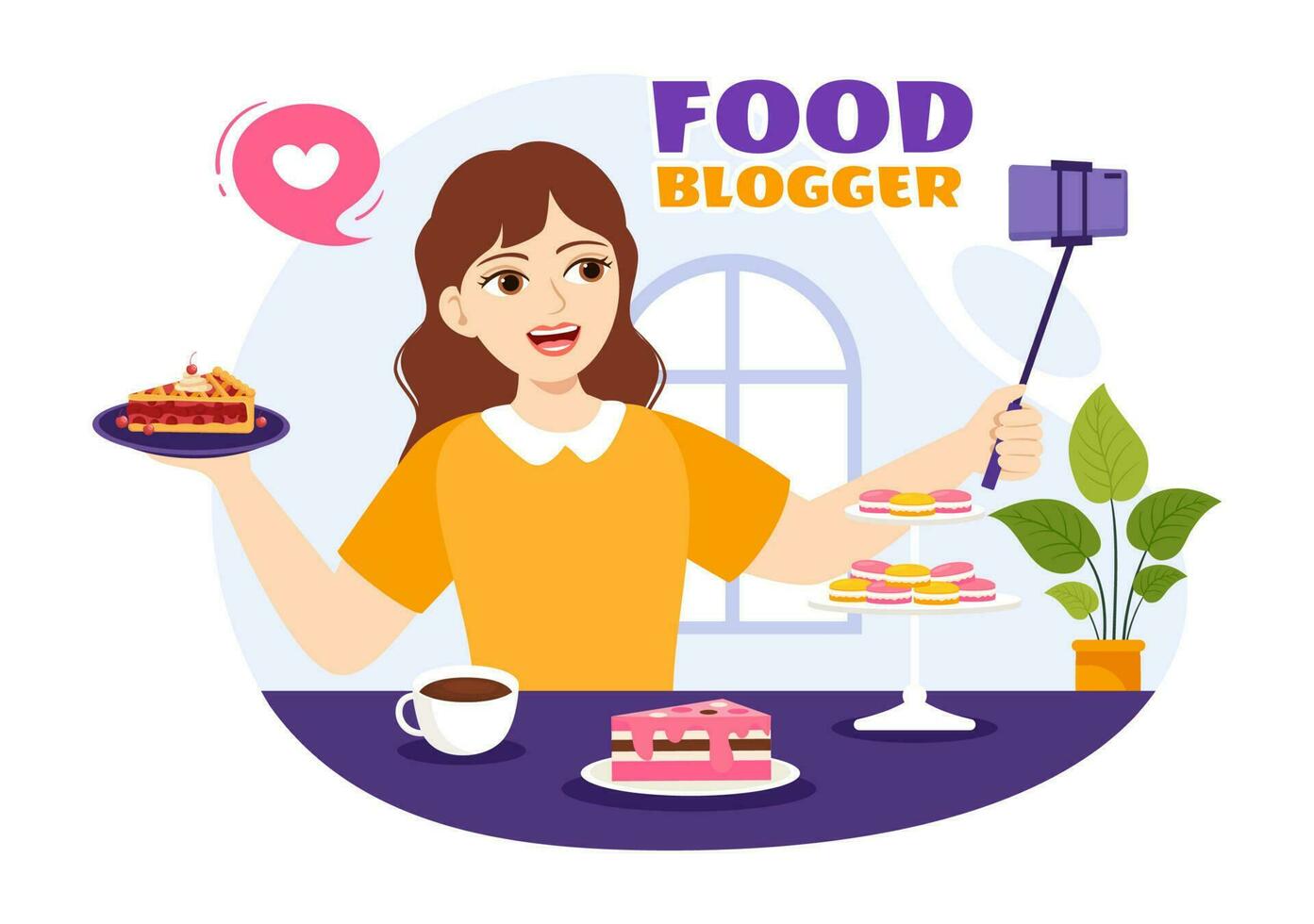 Food Blogger Vector Illustration with Influencer Review and Share it on the Blog in Flat Cartoon Hand Drawn Landing Page Background Templates