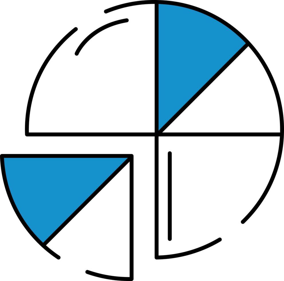 Pie Chart Icon In Blue And White Color. vector