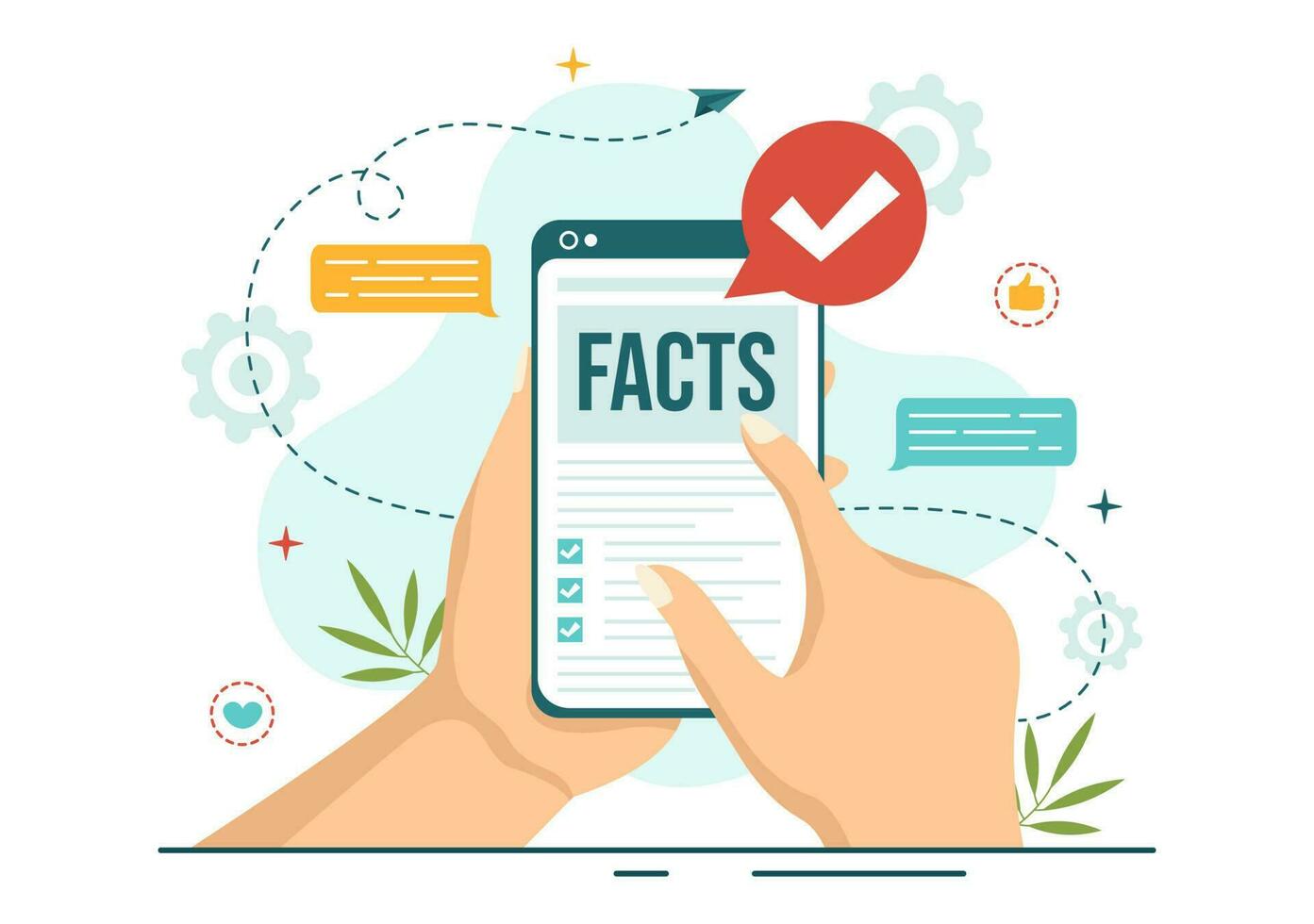 Fact Check Vector Illustration With Myths vs Facts News for Thorough Checking or Compare Evidence in Flat Cartoon Hand Drawn Landing Page Templates