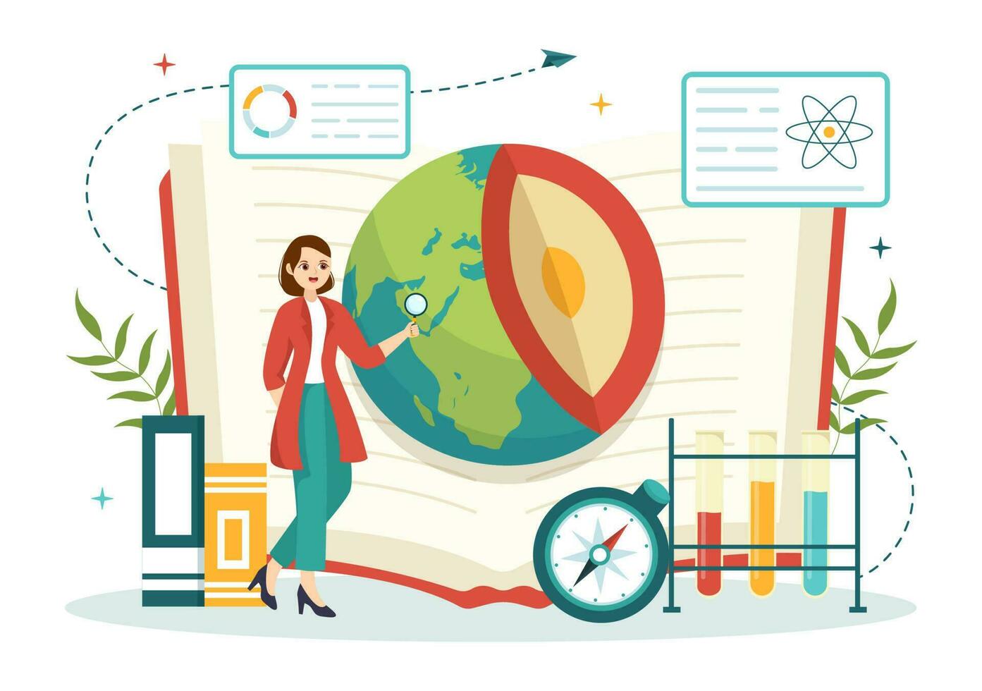 Geologist Vector Illustration with Soil Analysis and Features of the Earth for Science, Research or Expedition in Flat Cartoon Hand Drawn Templates